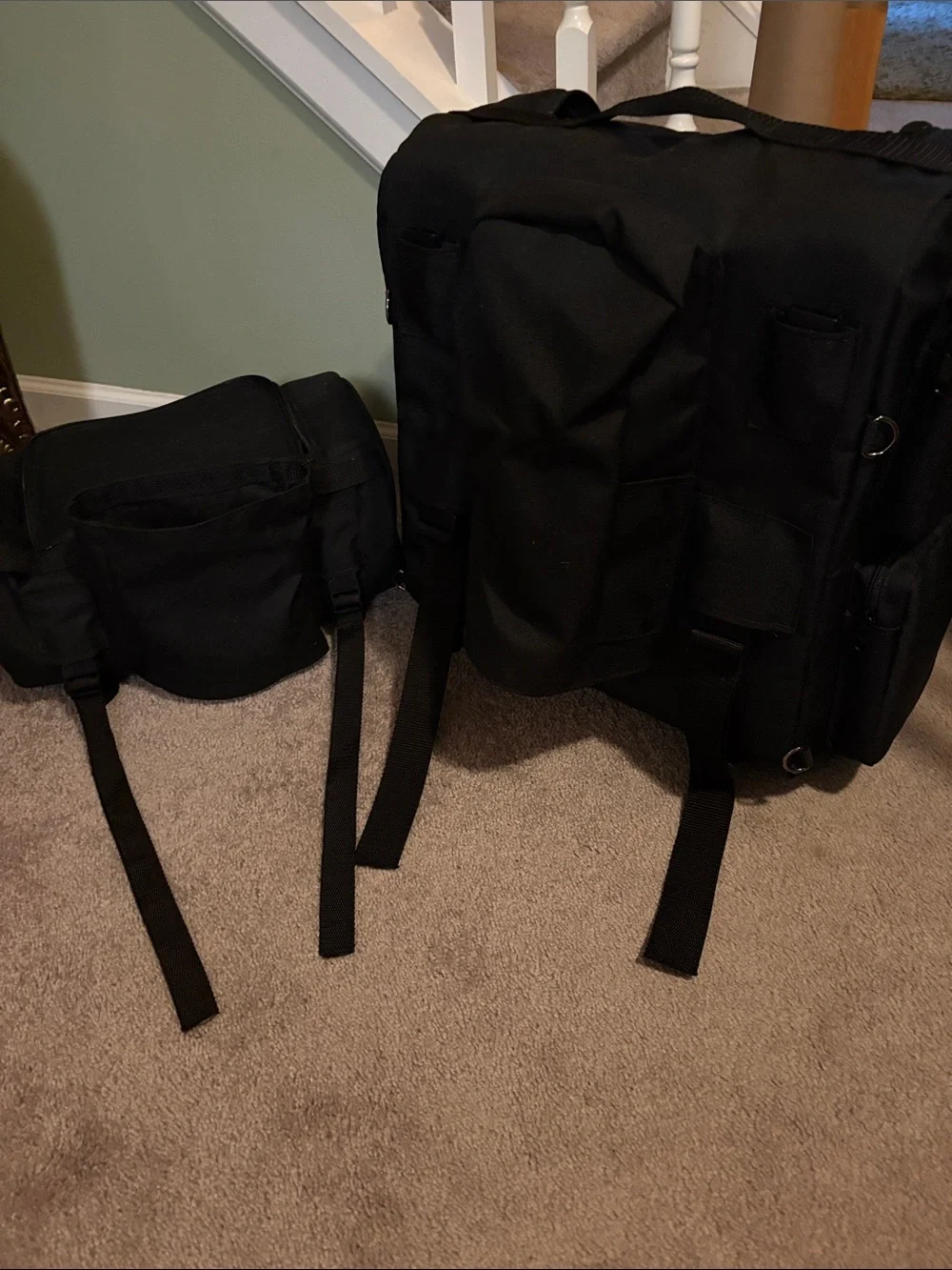 T-Bags Black Motorcycle Travel Bag with Detachable Pouch